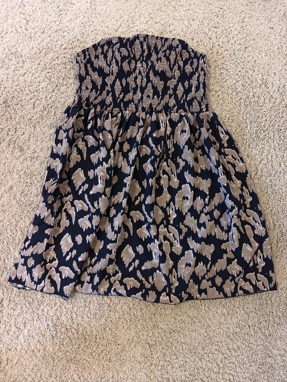 Strapless Black and Tan Animal Print Skirt
